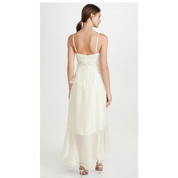 Marchesa Notte High Low Tea Length Gown in a metallic Ivory size 10 /M - Picture 12 of 13